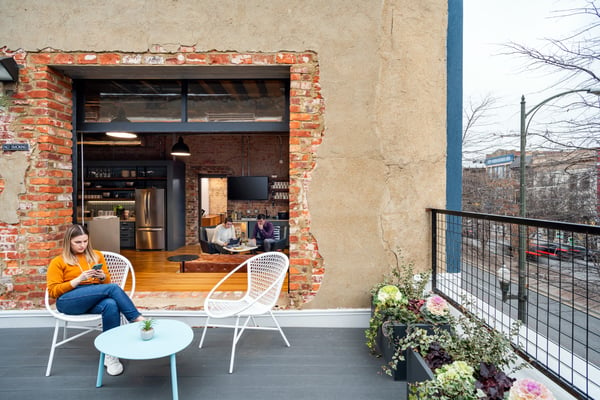 Gather Arts District outdoor workspace